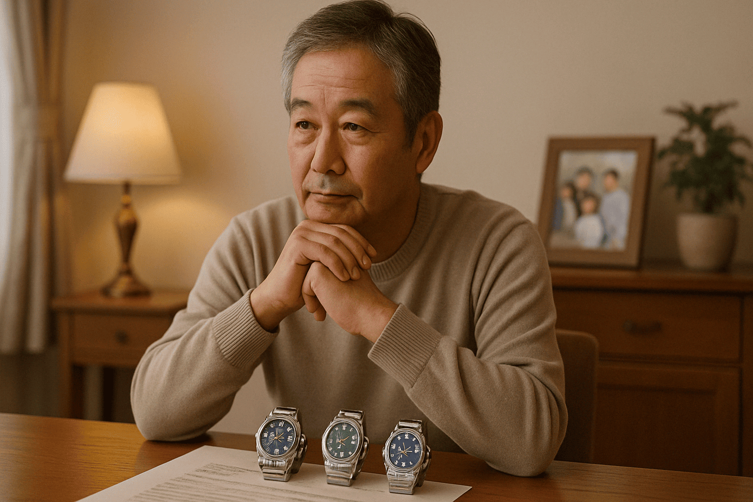 生前整理で自身のロレックスについて家族と話すイメージ