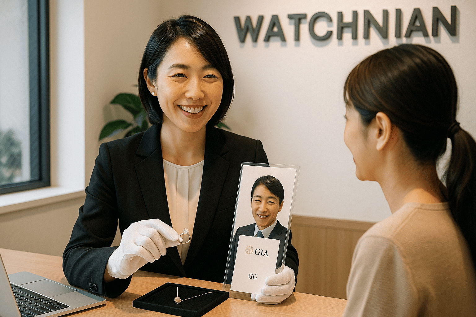 ウォッチニアン買取専門店のメリットを示すアイコンと店内イメージ