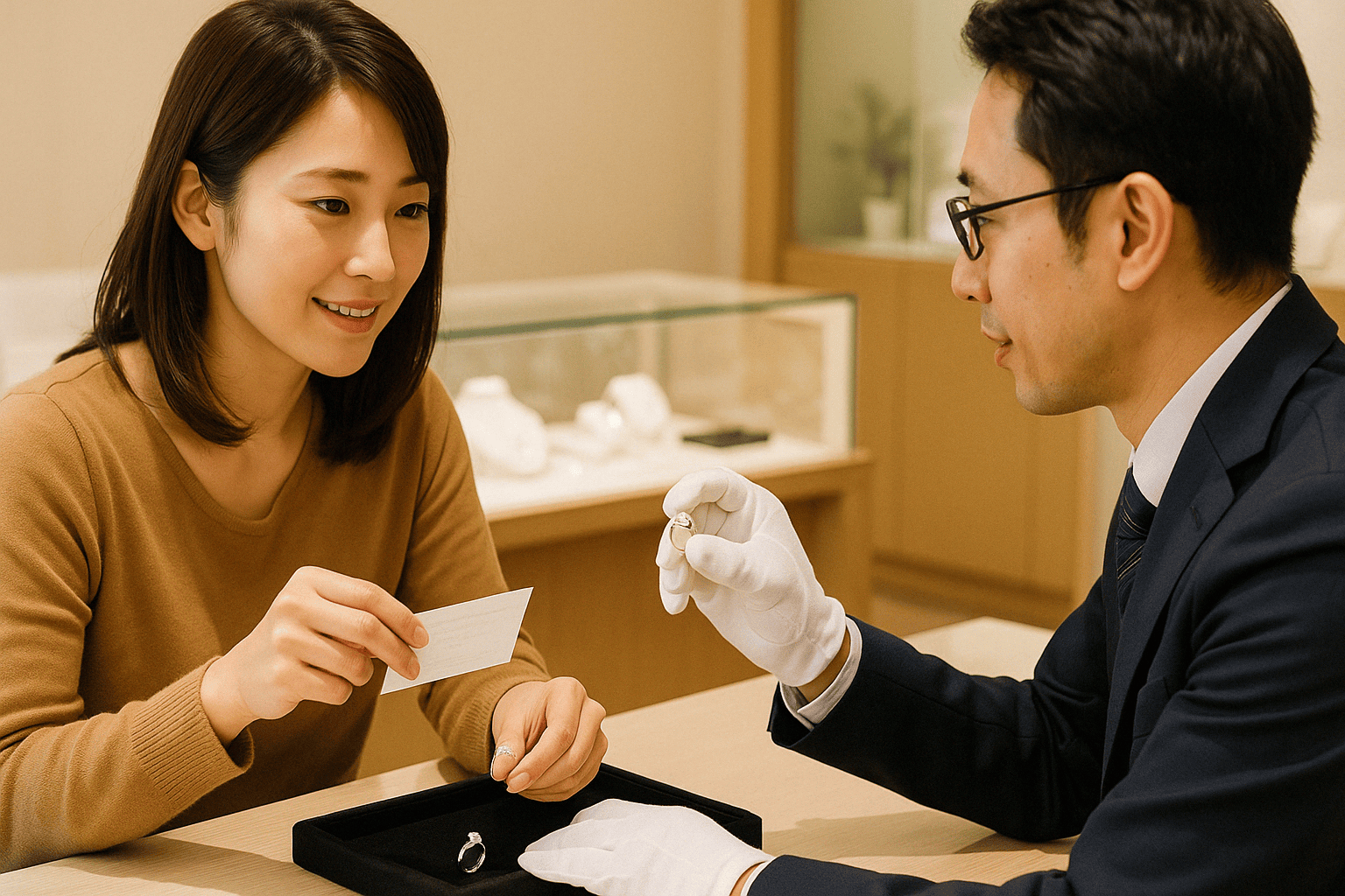 ダイヤモンド買取の比較交渉テクニックを示すイメージ