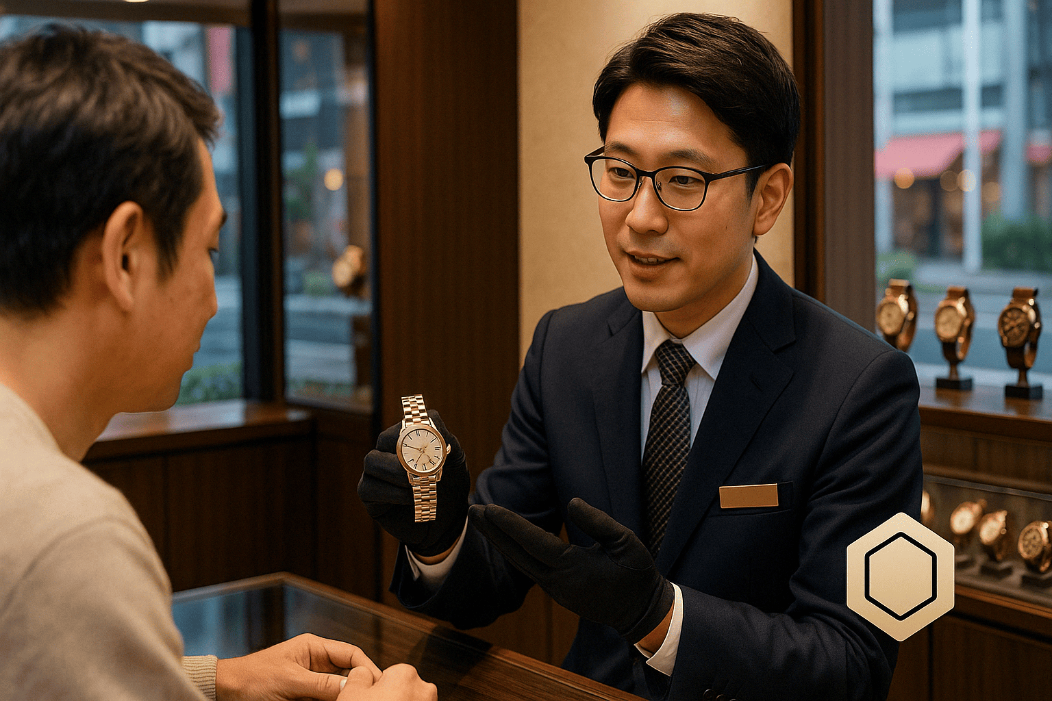 ウォッチニアン買取専門店のアンティーク時計査定風景