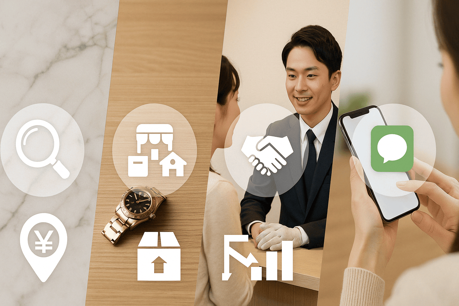 ウォッチニアン買取専門店の安心サービス(無料査定、選べる買取方法)