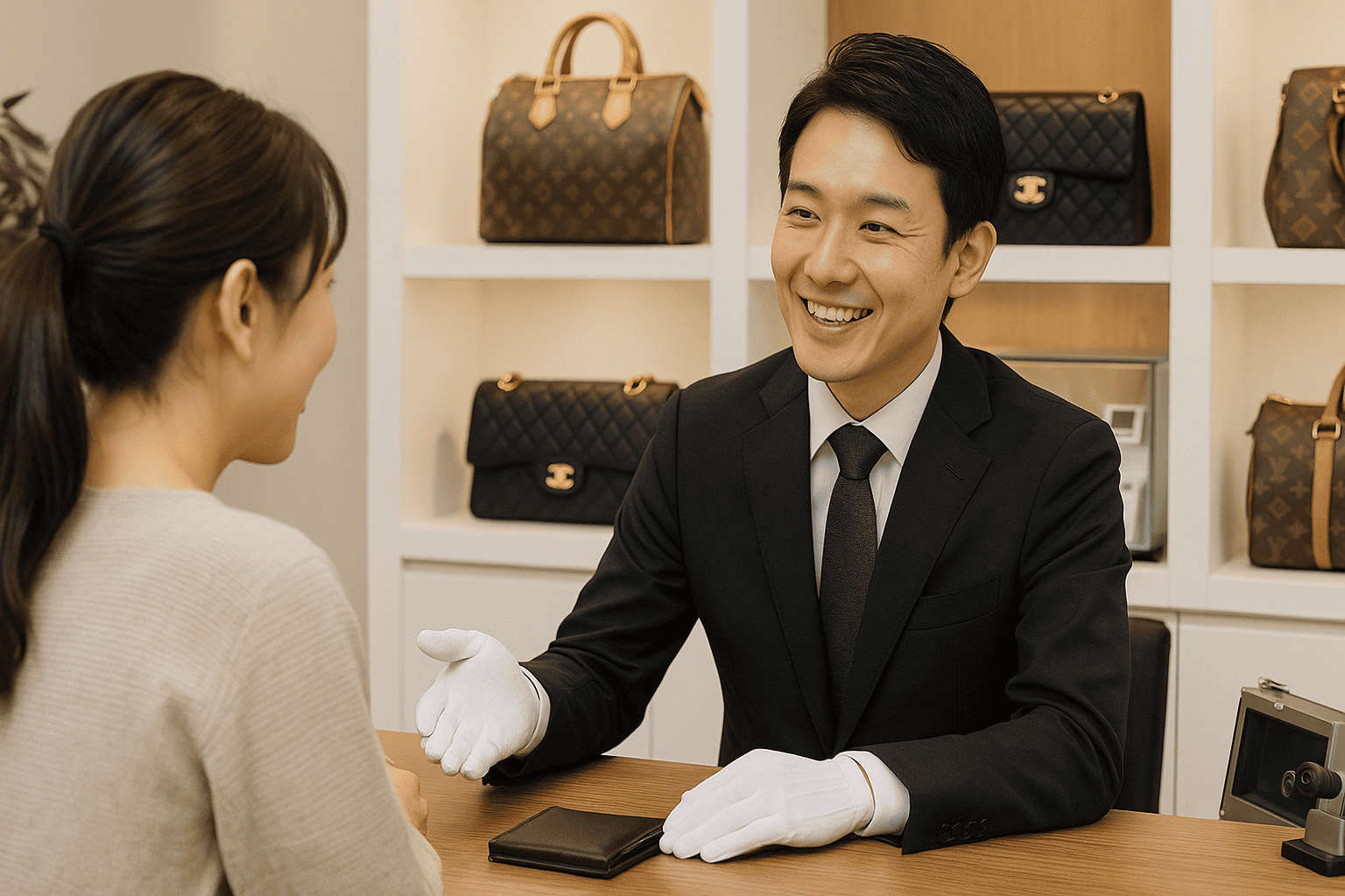 ウォッチニアン買取専門店 名古屋大須店のヴィトン・シャネル査定風景