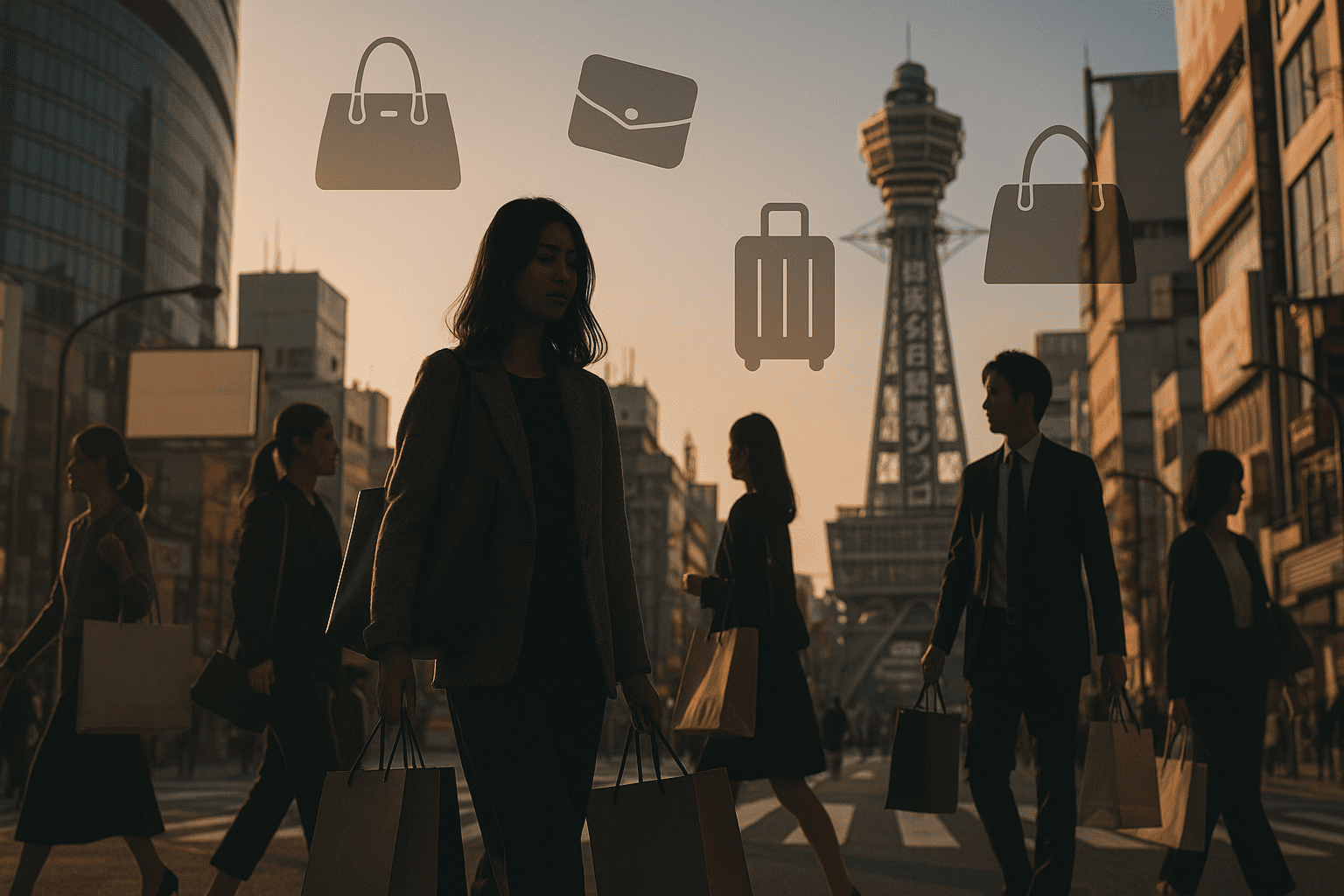 難波の街とブランドショップのイメージ