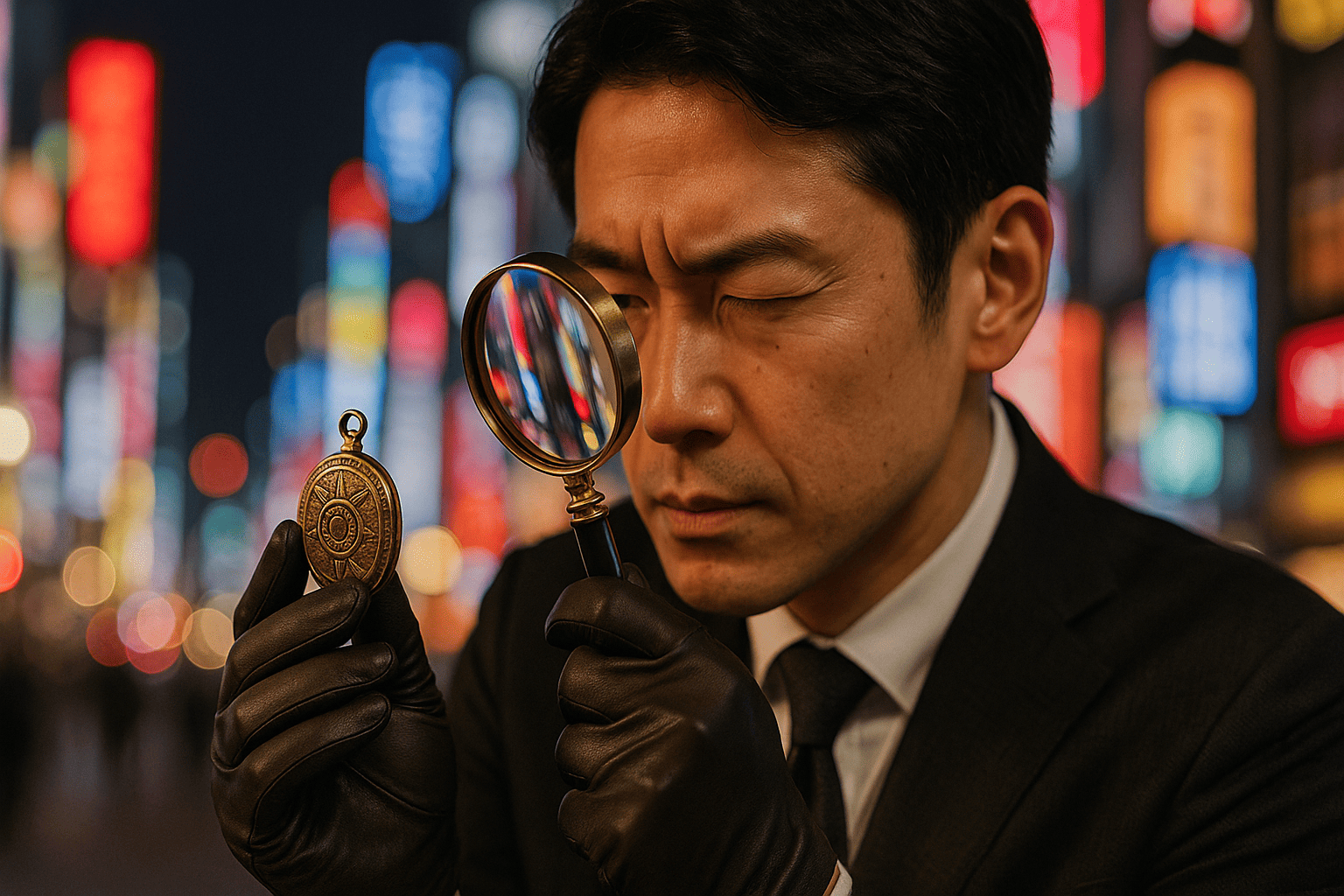 歌舞伎町の多様な人々と隠れた名品を探す鑑定士のイメージ
