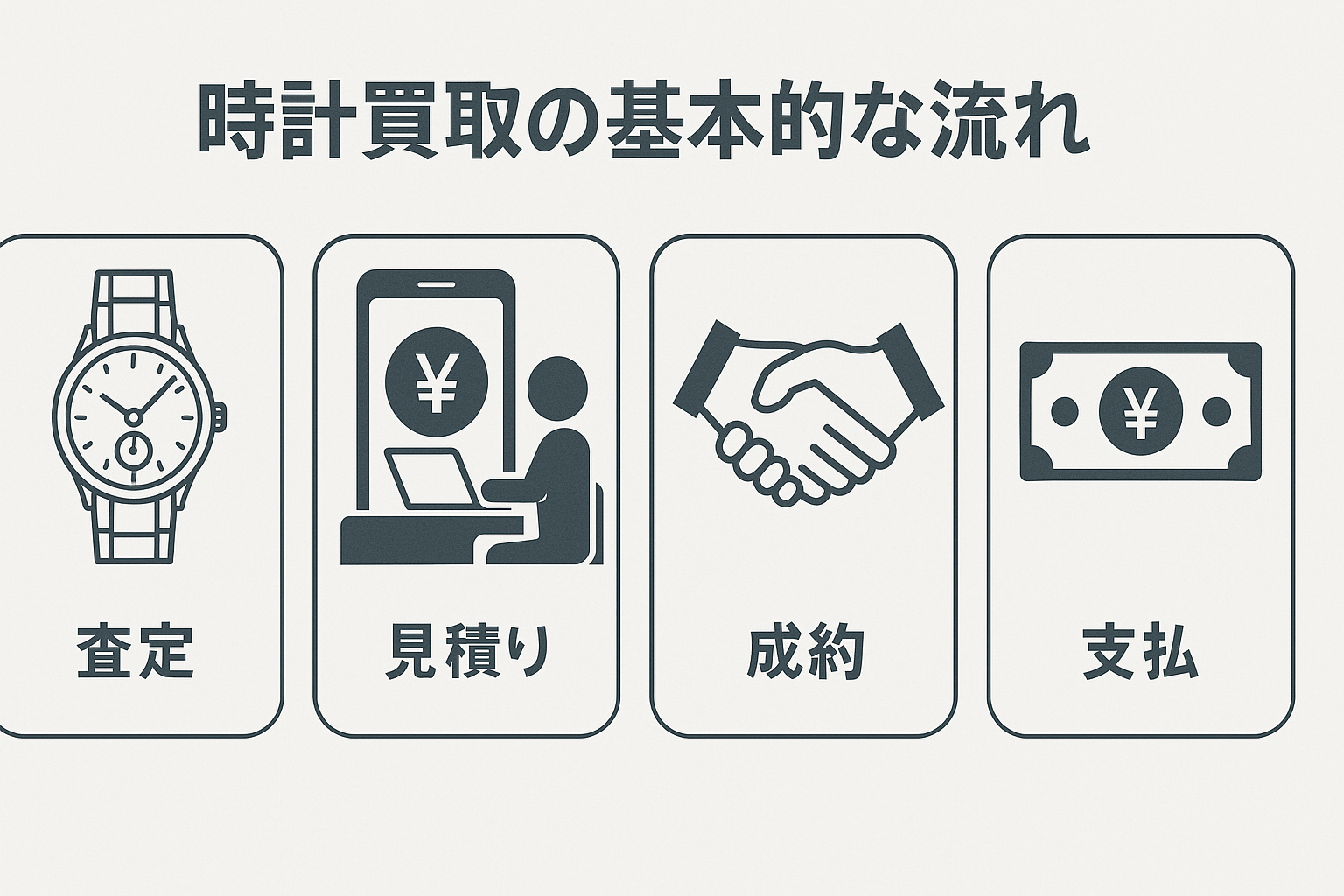 時計買取の基本的な流れを示すイメージ