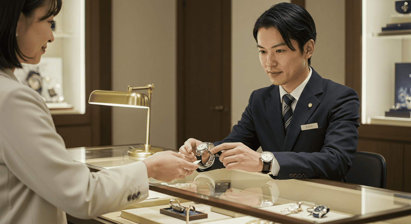 ウォッチニアンの査定カウンター風景または宅配キットのイメージ