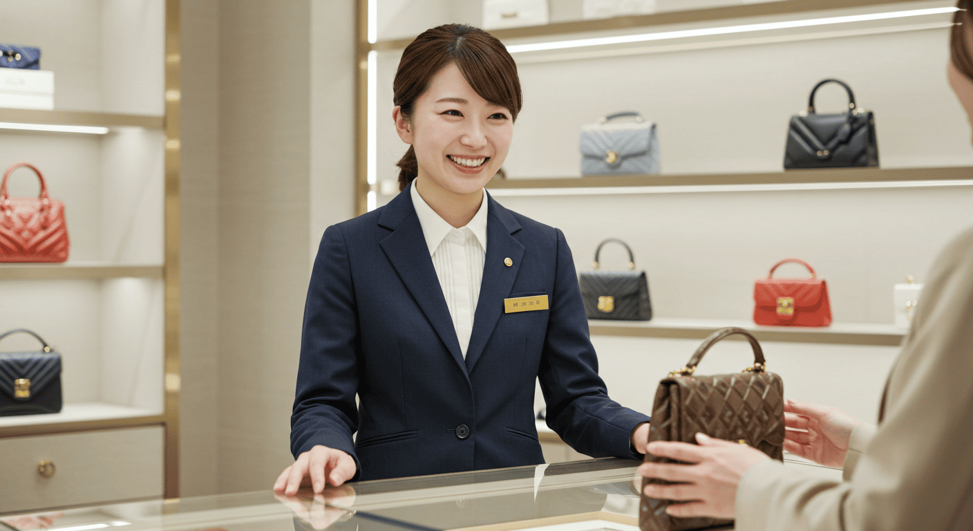 ウォッチニアンのロゴと信頼性を表すアイコン(鑑定士、チェックマーク)