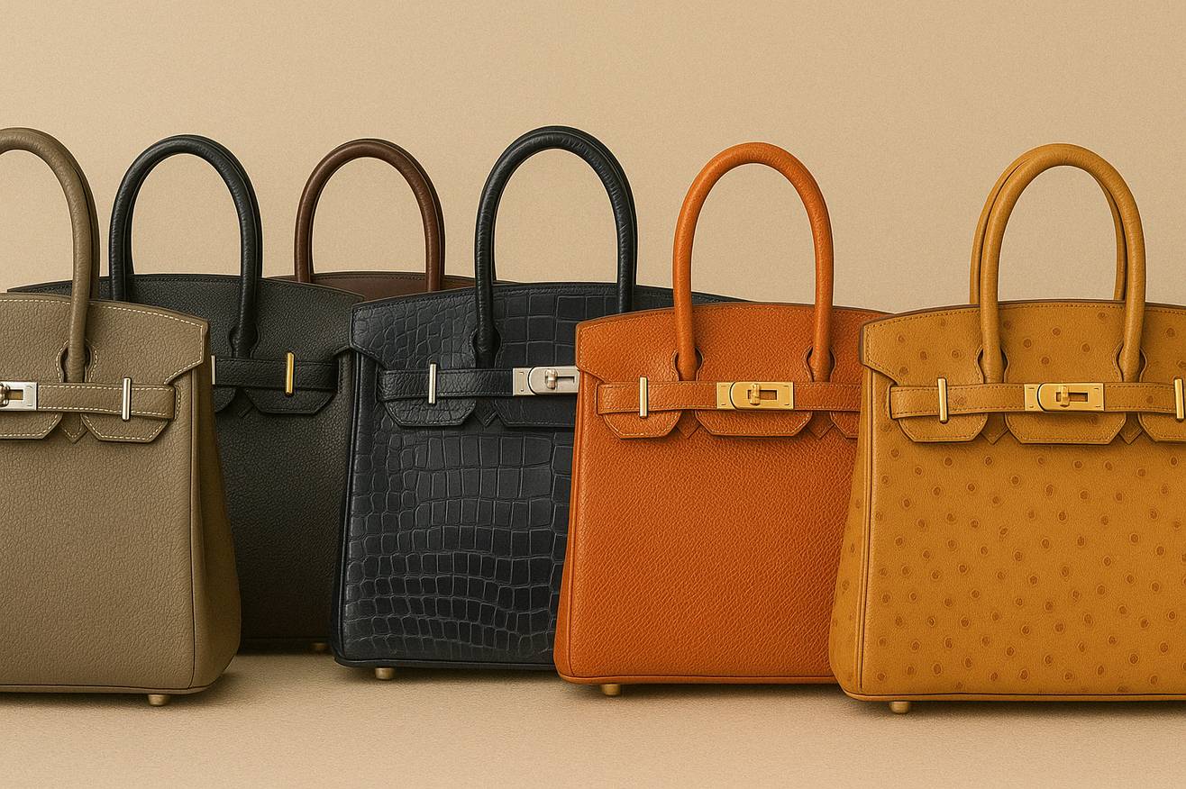 様々なエルメスレザーと価格タグのイメージ